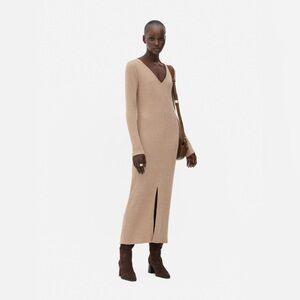 NWT beige long ribbed maxi sweater dress XS